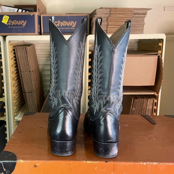 COWTOWN Men's Size 10.5 EE Black Bullhide Leather Rodeo Cowboy Boots W-906 - Picture 5 of 10